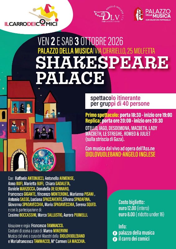 �SHAKESPEARE PALACE�, IL PALAZZO DELLA MUSICA DIVENTA UN TEATRO DA ATTRAVERSARE