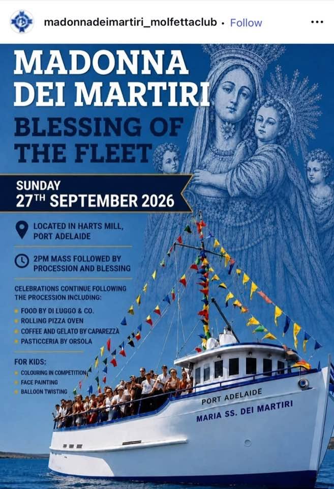TORNA LA FESTA DELLA MADONNA DEI MARTIRI IN AUSTRALIA.
PROCESSIONE E INIZIATIVE FESTAIOLE