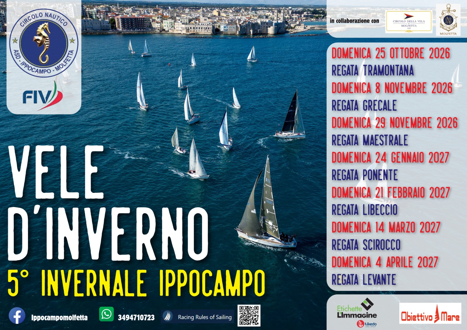 �VELE D�INVERNO�, A MOLFETTA SCATTA LA QUINTA EDIZIONE: DOMENICA 25 OTTOBRE LA REGATA TRAMONTANA