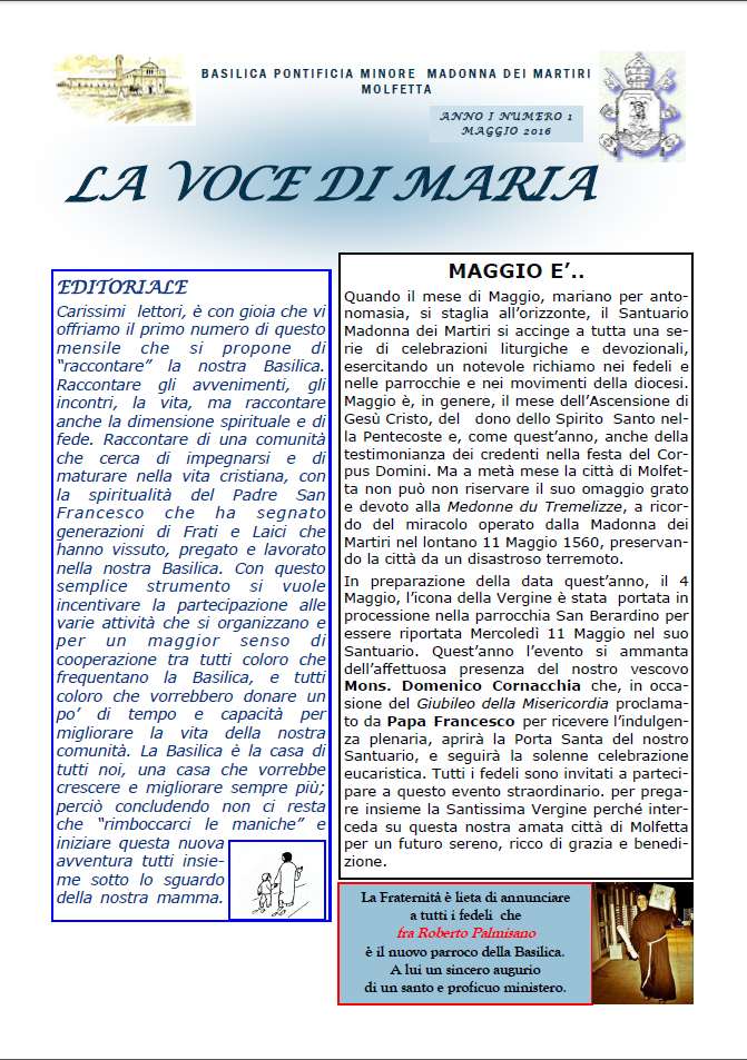 NUOVO PERIODICO LA VOCE DI MARIA ALLA BASILICA MADONNA DEI MARTIRI