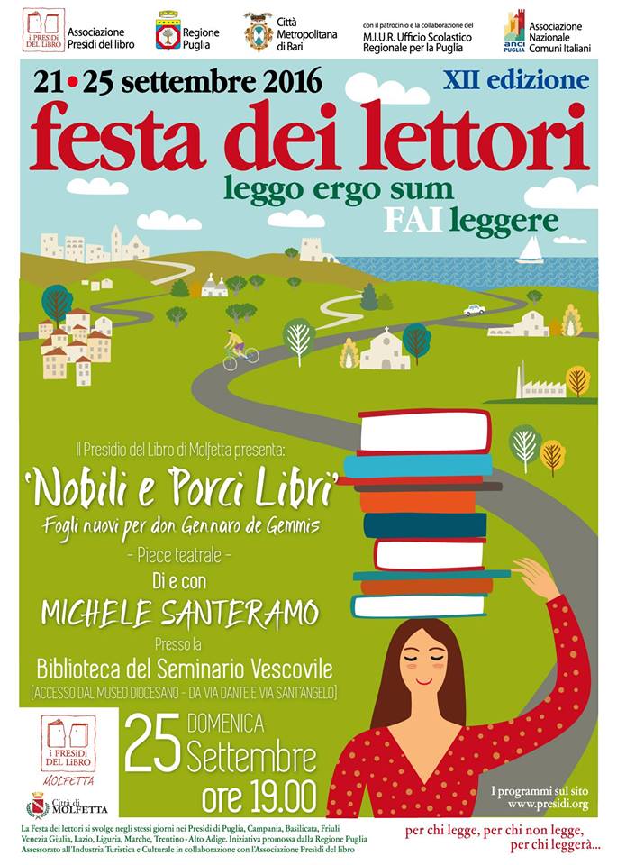 AL VIA DAL 21 AL 25 SETTEMBRE LA XII EDIZIONE DELLA FESTA DEI LETTORI 2016