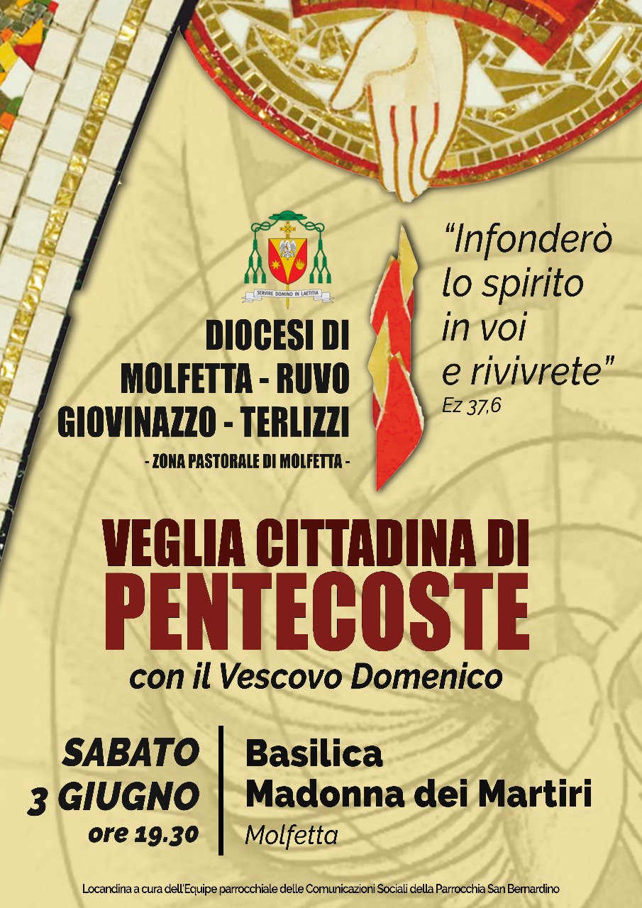 SABATO 3 GIUGNO VEGLIA DI PENTECOSTE PRESSO LA BASILICA DELLA MADONNA DEI MARTIRI