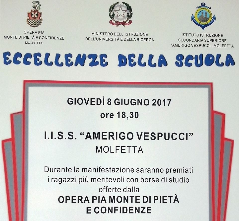 TRADIZIONALE APPUNTAMENTO CON LA MANIFESTAZIONE ECCELLENZE DELLA SCUOLA ALLISTITUTO AMERIGO VESPUCCI DI MOLFETTA