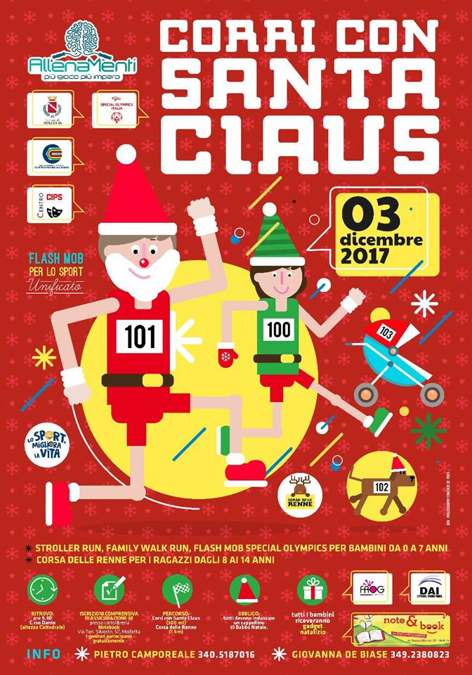 II EDIZIONE DI CORRI CON SANTA CLAUS. SI TERR DOMENICA 3 DICEMBRE TRA LE VIE CENTRALI DI MOLFETTA