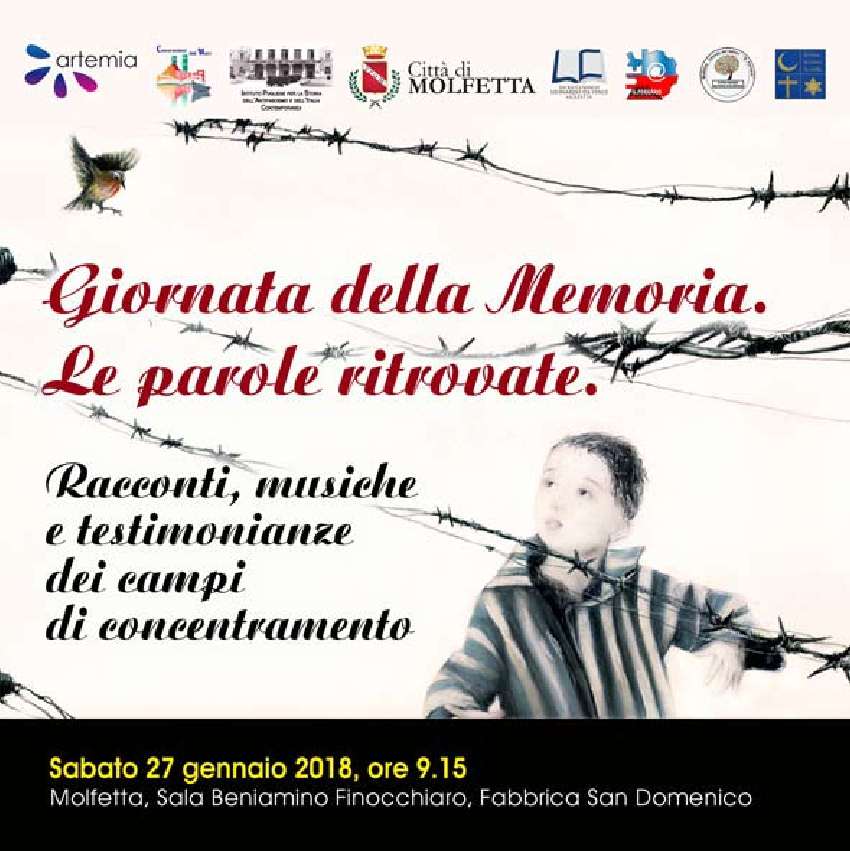 PER LA GIORNATA DELLA MEMORIA, SABATO 27 GENNAIO, SI TERR A MOLFETTA LEVENTO STORICO MUSICALE LE PAROLE RITROVATE