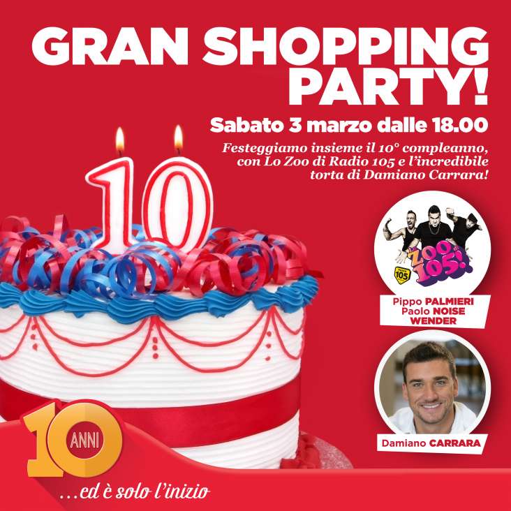 UNA GRANDE TORTA DEL FAMOSO PASTICCIERE DAMIANO CARRARA PER FESTEGGIARE I 10 ANNI DEL GRAN SHOPPING MONGOLFIERA DI MOLFETTA