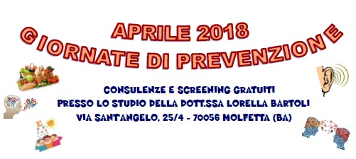 APRILE  IL MESE DEDICATO ALLA PREVENZIONE CON CONSULENZE E SCREENING GRATUITI PER BAMBINI, ADULTI E ANZIANI