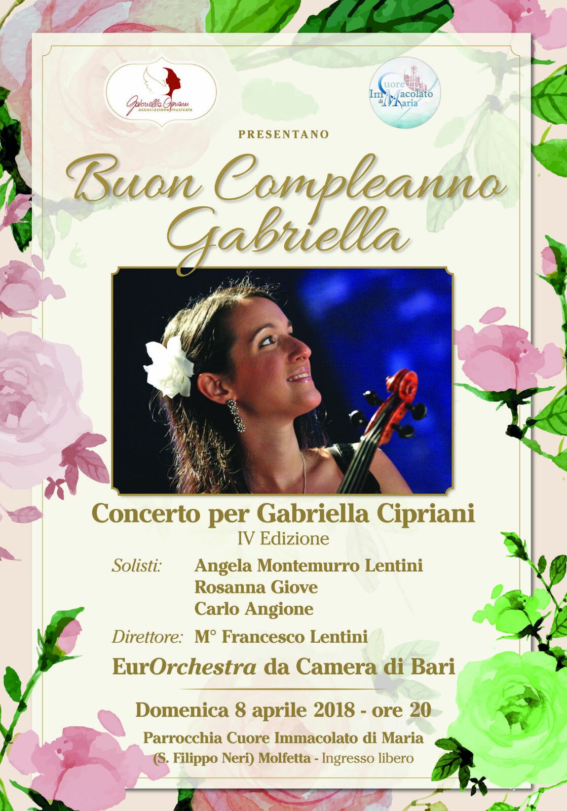 A QUATTRO ANNI DALLA MORTE DI GABRIELLA CIPRIANI, CONCERTO NELLA CHIESA CUORE IMMACOLATO DI MARIA