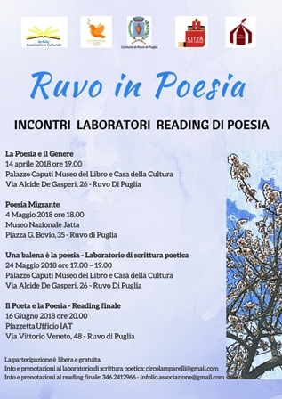 UN CICLO DI INCONTRI E LABORATORI DEDICATI ALLA POESIA E AL SENTIRE POETICO A RUVO DI PUGLIA