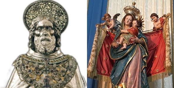 SUL PALCO ALLESTITO IN ONORE DI PAPA FRANCESCO CI SAR LA STATUA DELLA MADONNA DEI MARTIRI E SAN CORRADO?