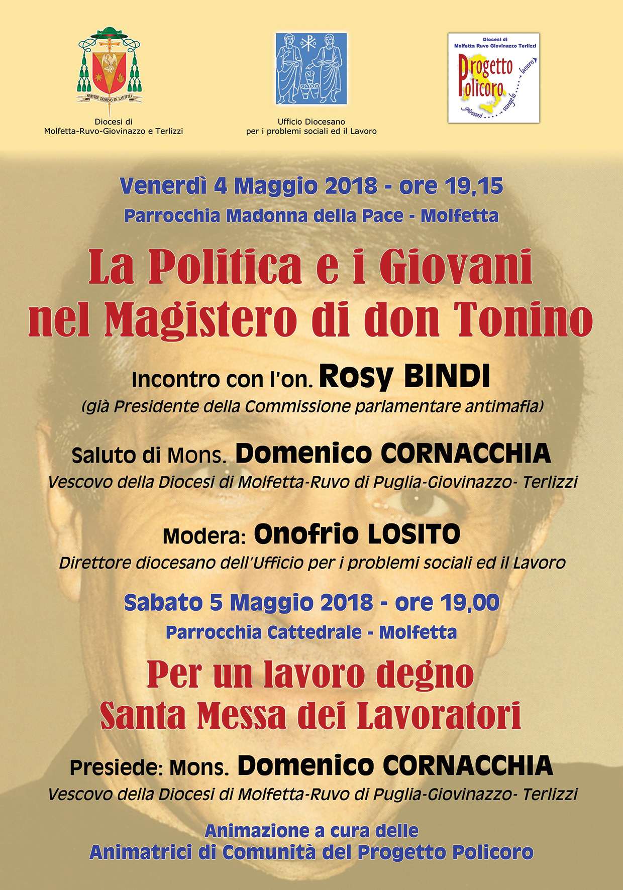 LON. ROSY BINDI A MOLFETTA PER PARTECIPARE AD UN CONVEGNO SUL TEMA: LA POLITICA E I GIOVANI NEL MAGISTERO DI DON TONINO BELLO