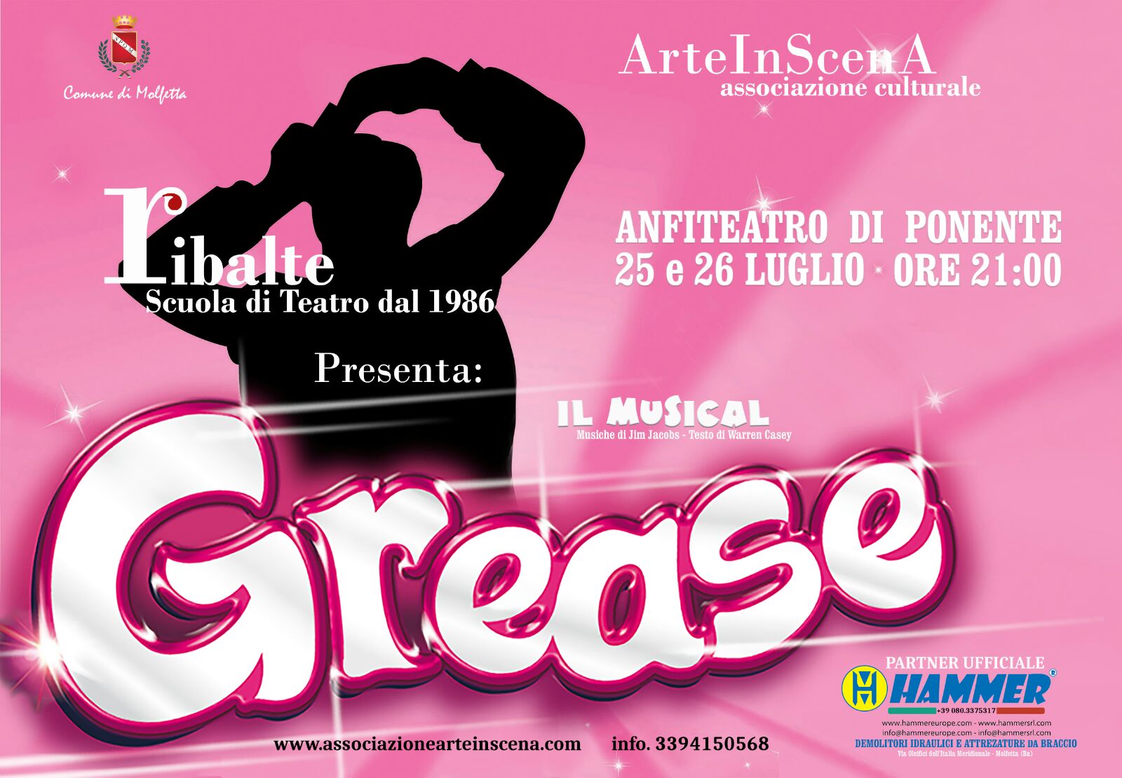 GLI ALLIEVI DELLA SEDE DI MOLFETTA DELLACCADEMIA DI TEATRO RIBALTE DIRETTA DAL MAESTRO GARINEI FESTEGGIANO LA FINE DEL TERZO ANNO DI ATTIVIT CON IL MUSICAL GREASE