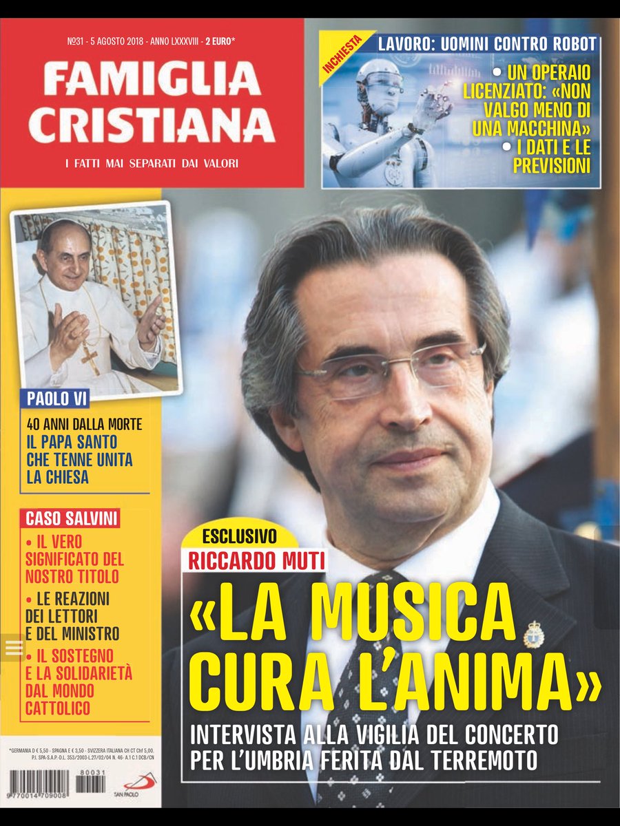 FAMIGLIA CRISTIANA DEDICA LA COPERTINA DI QUESTA SETTIMANA A RICCARDO MUTI