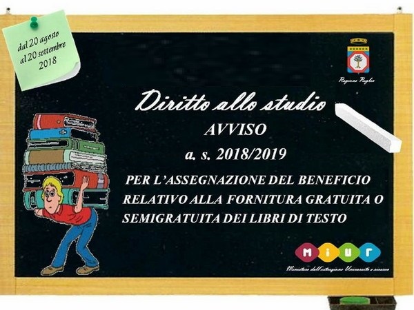 C TEMPO FINO AL 20 SETTEMBRE PER RICHIEDERE LASSEGNAZIONE DEL BENEFICIO PER LA FORNITURA GRATUITA O SEMIGRATUITA DEI LIBRI DI TESTO A.S. 2018-2019