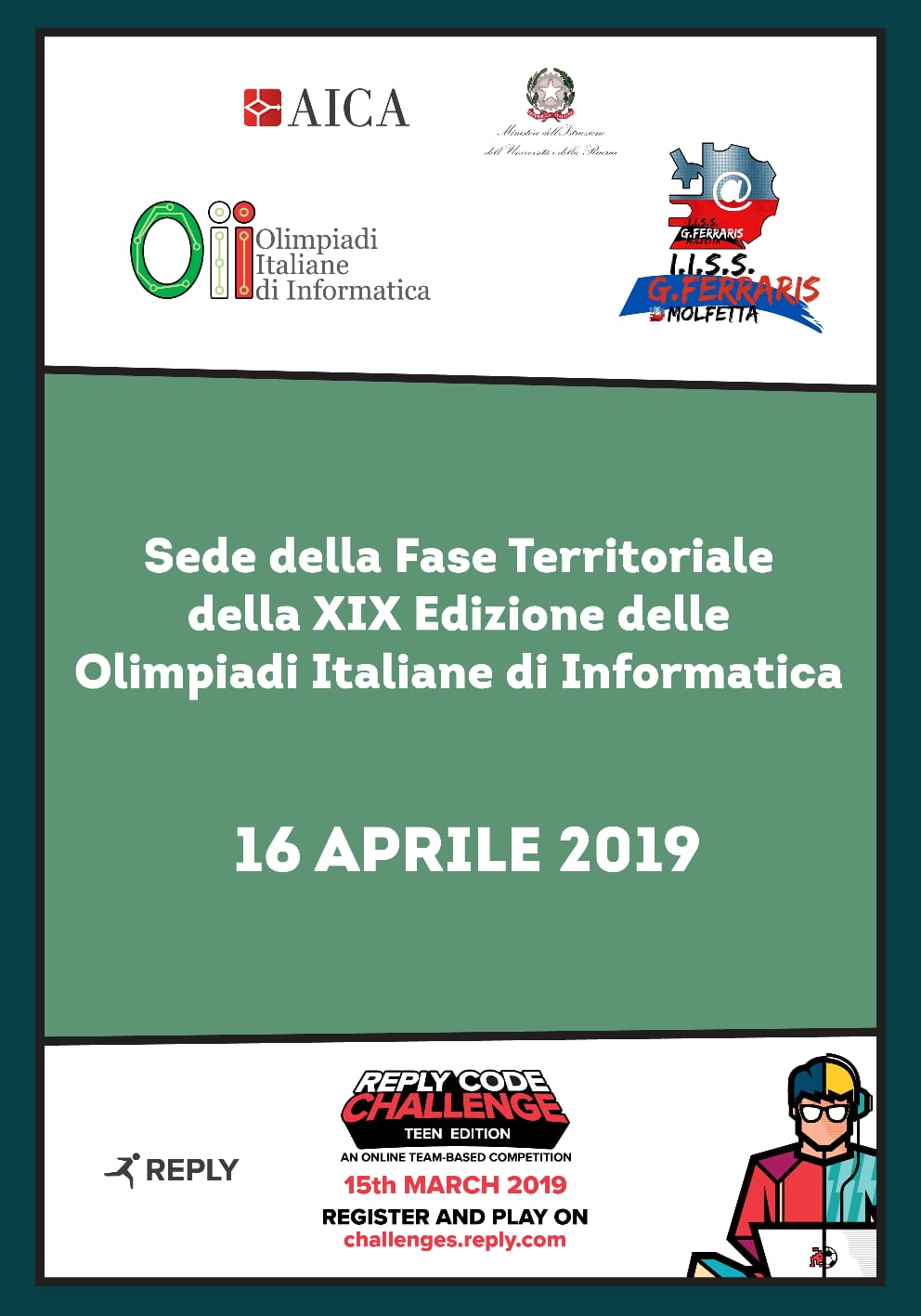 LISTITUTO TECNICO TECNOLOGICO G. FERRARIS DI MOLFETTA  OSPITER LA SELEZIONE TERRITORIALE DELLE OLIMPIADI ITALIANE DI INFORMATICA