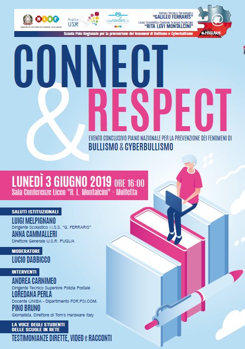 CONNECT & RESPECT INCONTRO CONCLUSIVO ALLI.I.S.S. GALILEO FERRARIS DI MOLFETTA SUL TRISTE FENOMENO DEL BULLISMO E CYBERBULLISMO