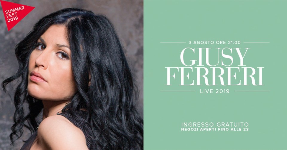 NUOVO GRANDE APPUNTAMENTO MUSICALE AL PUGLIA OUTLET VILLAGE. SABATO 3 AGOSTO ARRIVA GIUSY FERRERI