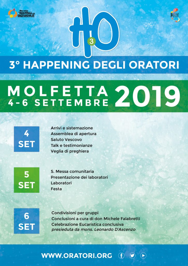 DAL 4 AL 6 SETTEMBRE, MOLFETTA OSPITA IL TERZO HAPPENING DEGLI ORATORI