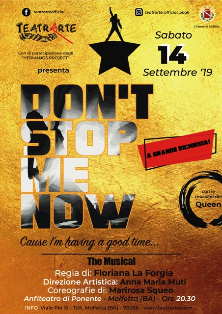 DON'T STOP ME NOW REPLICA A GRANDE RICHIESTA SABATO 14 SETTEMBRE