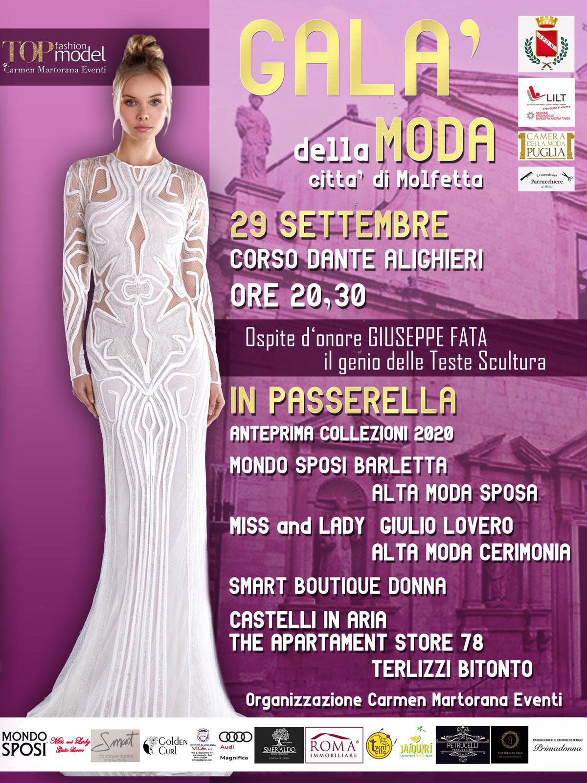 IL 29 SETTEMBRE A MOLFETTA IL GRAN GALA' DELLA MODA A CORSO DANTE 