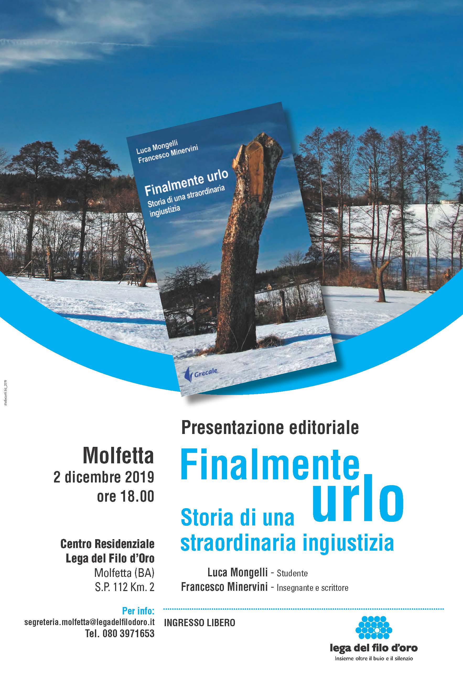 SAR PRESENTATO LUNED 2 DICEMBRE IL LIBRO FINALMENTE URLO. STORIA DI UNA STRAORDINARIA INGIUSTIZIA DI LUCA MONGELLI E FRANCESCO MINERVINI