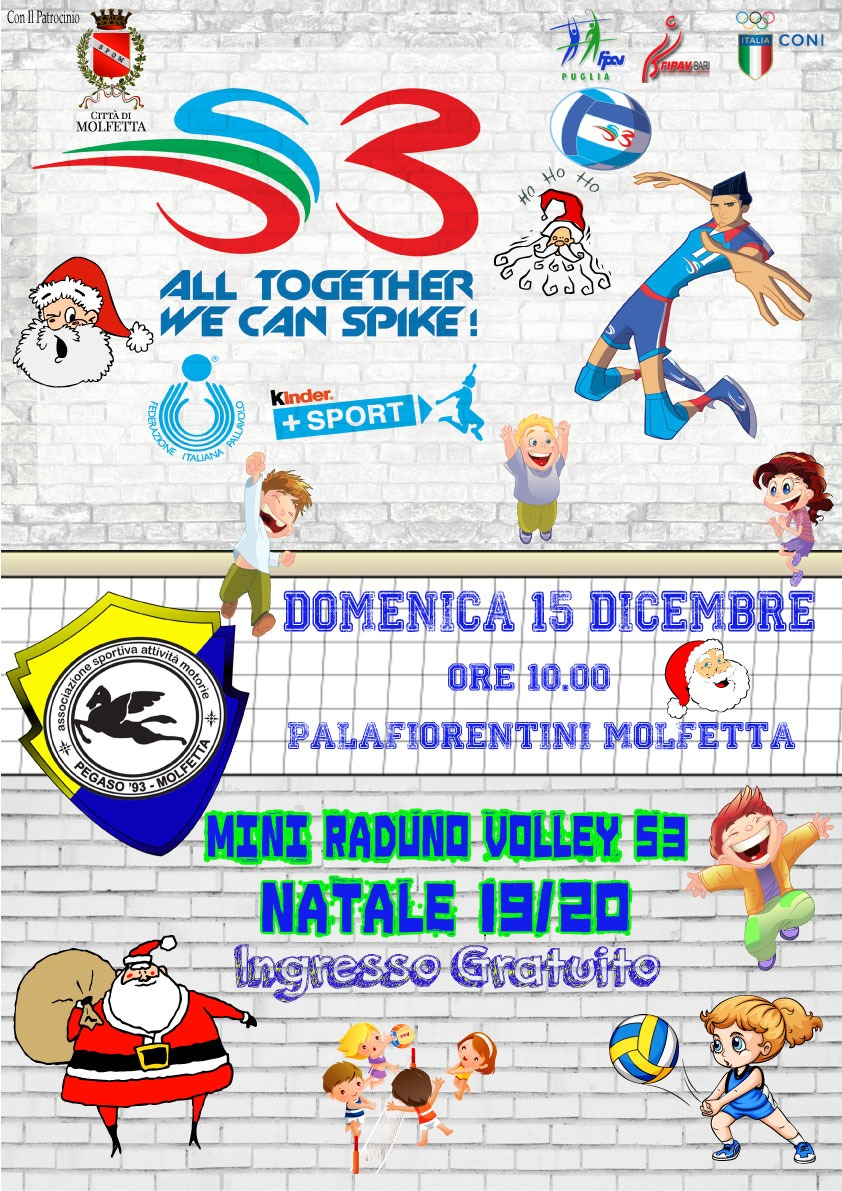 MINI RADUNO VOLLEY S3 PRENATALIZIO, DOMENICA 15 DICEMBRE ALLE ORE 10:00 AL PALAFIORENTINI