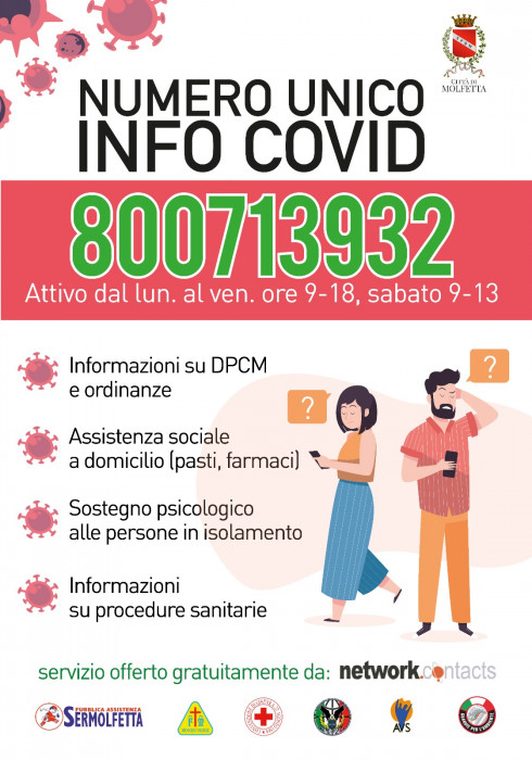 UN NUMERO VERDE PER AVERE INFORMAZIONI SU TUTTO CIO' CHE RIGUARDA IL COVID