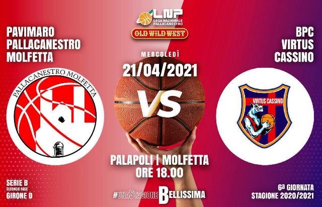 GARA INFRASETTIMANALE PER LA PAVIMARO PALLACANESTRO MOLFETTA. AL PALAPOLI ARRIVA LA VIRTUS CASSINO