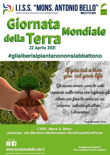 LI.I.S.S. MONS. BELLO ORGANIZZA UNA CAMPAGNA DI SENSIBILIZZAZIONE SULLA TUTELA DEGLI ALBERI E DELLE FORESTE NELLA GIORNATA MONDIALE DELLA TERRA