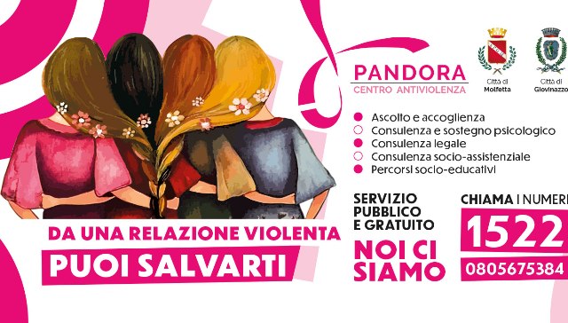 PARTE LA CAMPAGNA DI SENSIBILIZZAZIONE NEI COMUNI DI MOLFETTA E GIOVINAZZO PER CONTRASTARE LA VIOLENZA MASCHILE SULLE DONNE