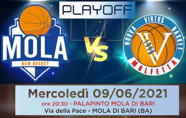 DA NON SOTTOVALUTARE LA TERZA GARA DEI PLAYOFF TRA NEW BASKET MOLA E DAI OPTICAL VIRTUS MOLFETTA