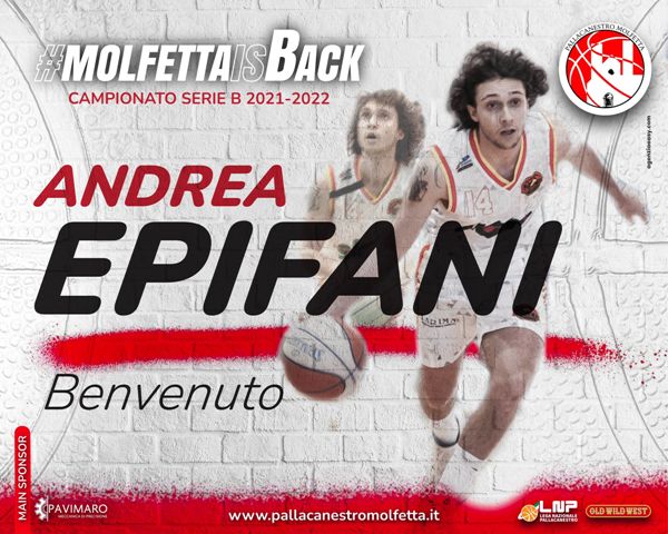 PRIMO ACQUISTO PER LA PAVIMARO PALLACANESTRO MOLFETTA. IN MAGLIA BIANCOROSSA ARRIVA IL PLAYMAKER ANDREA EPIFANI