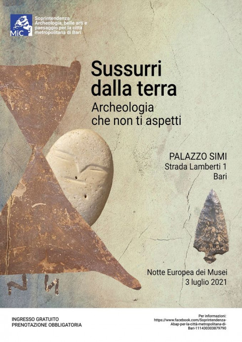 SI CELEBRA SABATO 3 LUGLIO LA NOTTE EUROPEA DEI MUSEI. PER LOCCASIONE AL PALAZZO SIMI A BARI SARANNO ESPOSTI REPERTI PROVENIENTI DAL PULO