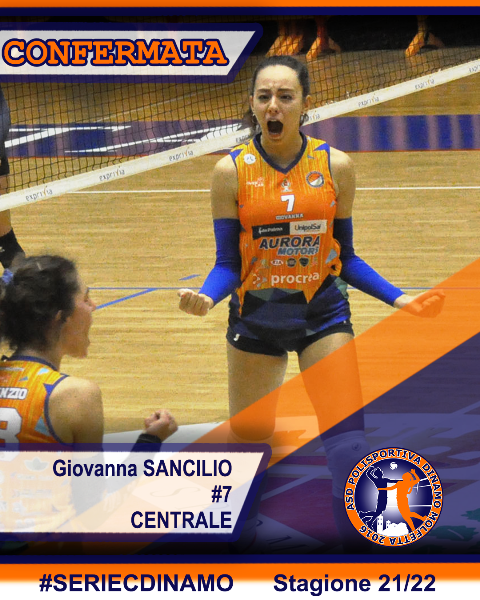 CONFERMA NEL REPARTO CENTRALE DELLA DINAMO ANCHE PER GIOVANNA SANCILIO