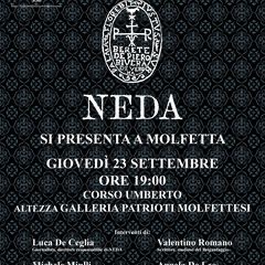 SAR PRESENTATA QUESTA SERA 23 SETTEMBRE A MOLFETTA LA RIVISTA NEDA DI CULTURA, STORIA E ARTE