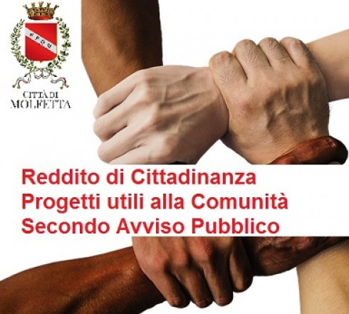 PUBBLICATO IL SECONDO AVVISO PER PERCETTORI DI REDDITO DI CITTADINANZA A DISPOSIZIONE ENTI E ASSOCIAZIONI PER PROGETTI UTILI