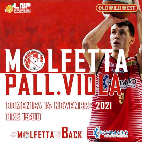 DOMENICA SERA AL PALAPOLI LA PAVIMARO MOLFETTA OSPITA LA PALLACANESTRO VIOLA REGGIO CALABRIA