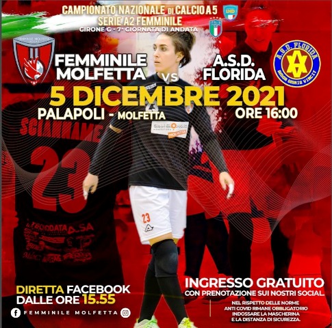 GARA DECISIVA PER LA FEMMINILE MOLFETTA, DOMENICA 5 DICEMBRE AL PALAPOLI