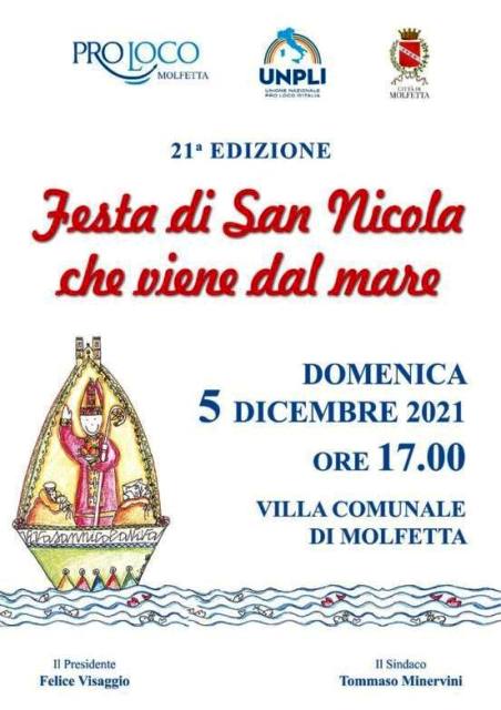 OGGI, DOMENICA 5 DICEMBRE, GRANDE APPUNTAMENTO DEDICATO AI BAMBINI: SAN NICOLA VIENE DAL MARE!