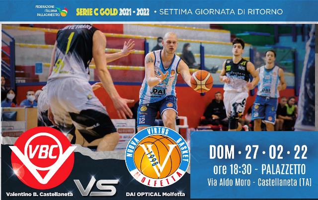 TRASFERTA  A CASTELLANETA PER LA DAI OPTICAL VIRTUS MOLFETTA NELLA SETTIMA GIORNATA DI RITORNO DEL CAMPIONATO DI SERIE C GOLD