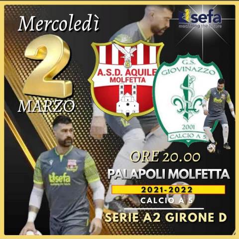 MERCOLED 2 MARZO GRANDE SFIDA AL PALAPOLI, IL DERBY TRA AQUILE MOLFETTA E IL G.S GIOVINAZZO