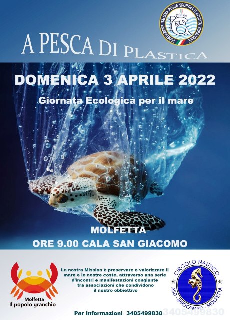 DOMENICA 3 APRILE TUTTI A PESCARE LA PLASTICA