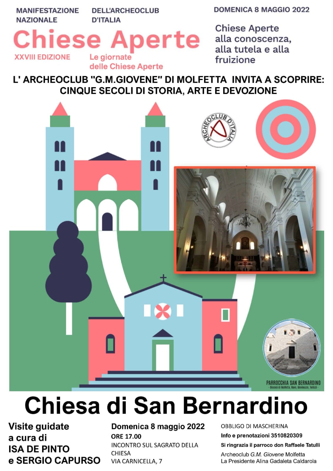 DOMENICA 8 MAGGIO L'ARCHEOCLUB MOLFETTA ORGANIZZA CHIESE APERTE DA SAN BERNARDINO