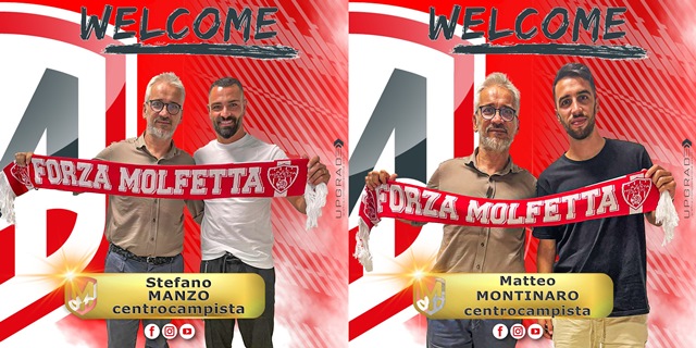 STEFANO MANZO E MATTEO MONTINARO SONO I DUE NUOVI ACQUISTI DEL MOLFETTA CALCIO