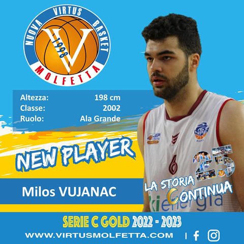 UN GIOVANE DI QUALIT, IL NUOVO ACQUISTO DELLA VIRTUS BASKET MOLFETTA: MILOS VUJANAC