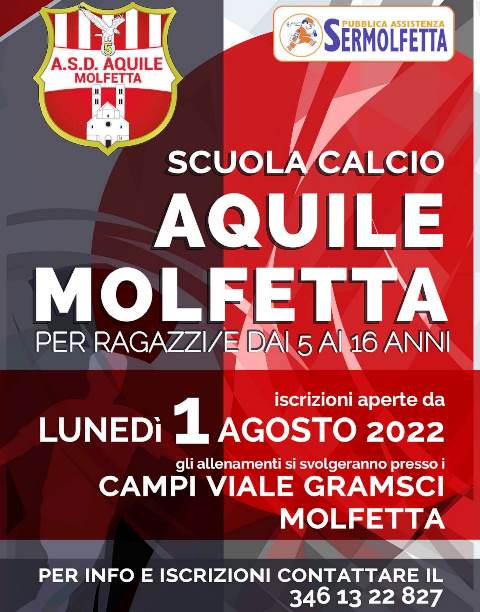 NASCE A MOLFETTA LA SCUOLA CALCIO A 5 GRAZIE ALLA COLLABORAZIONE TRA AQUILE MOLFETTA E SER MOLFETTA