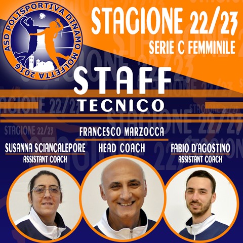 IN VISTA DELLA NUOVA STAGIONE LASD POLISPORTIVA DINAMO VOLLEY MOLFETTA CONFERMA LINTERO STAFF TECNICO