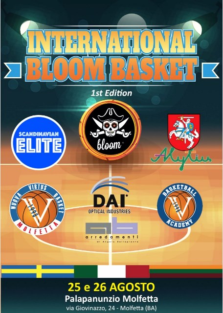 TORNEO AMICHEVOLE DI BASKET TRA LE COMPAGINI DELLA LITUANIA, DELLA SVEZIA E DELLA VIRTUS BASKET MOLFETTA, GIOVED 25 E VENERD 26 AGOSTO AL PALA PANUNZIO