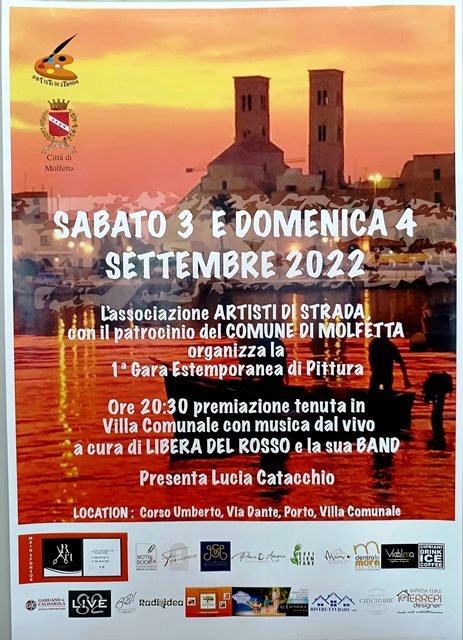 SABATO 3 E DOMENICA 4 SETTEMBRE CORSO UMBERTO, VIA DANTE, IL PORTO E LA VILLA COMUNALE SI TRASFORMERANNO IN UN LABORATORIO DI PITTURA CREATIVA