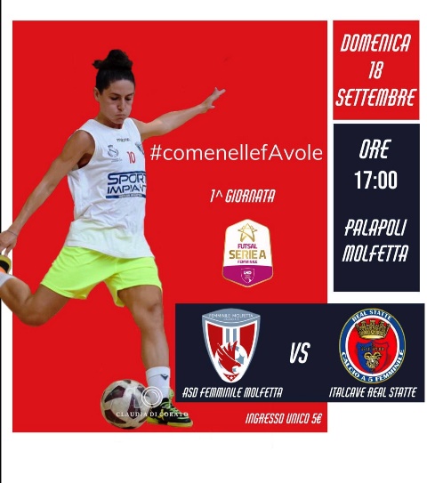 INIZIA IL CAMPIONATO DI SERIE A PER LA FEMMINILE MOLFETTA. STORICO ESORDIO NELLA MASSIMA SERIE, DOMENICA 18 SETTEMBRE AL PALAPOLI